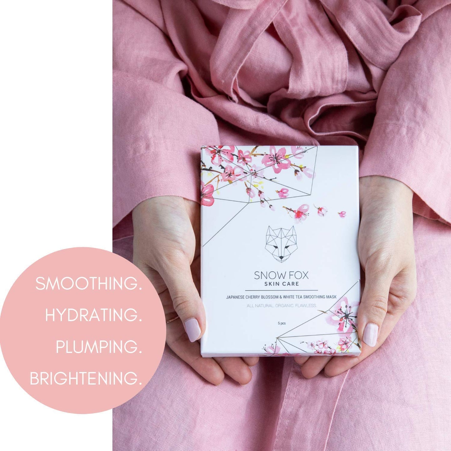 Snow Fox Japanese Cherry Blossom & White Tea Smoothing Mask – 1 Pack for Smooth, Bright, Glossy Skin 'Glass Skin' Effect