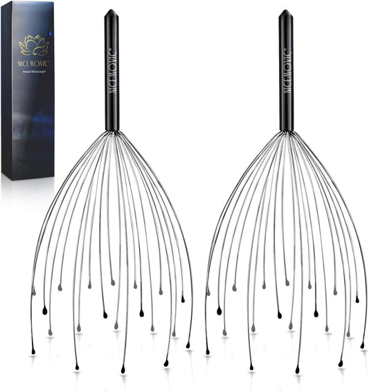 NICEMOVIC White Elephant Gifts for Adults 2 Pack Head Massager Scalp Stocking Stuffers for Men Women Scalp Massager Hair Growth 20 Fingers Head Scratcher Funny Stress Relief Head Spa Gifts for Mom Dad