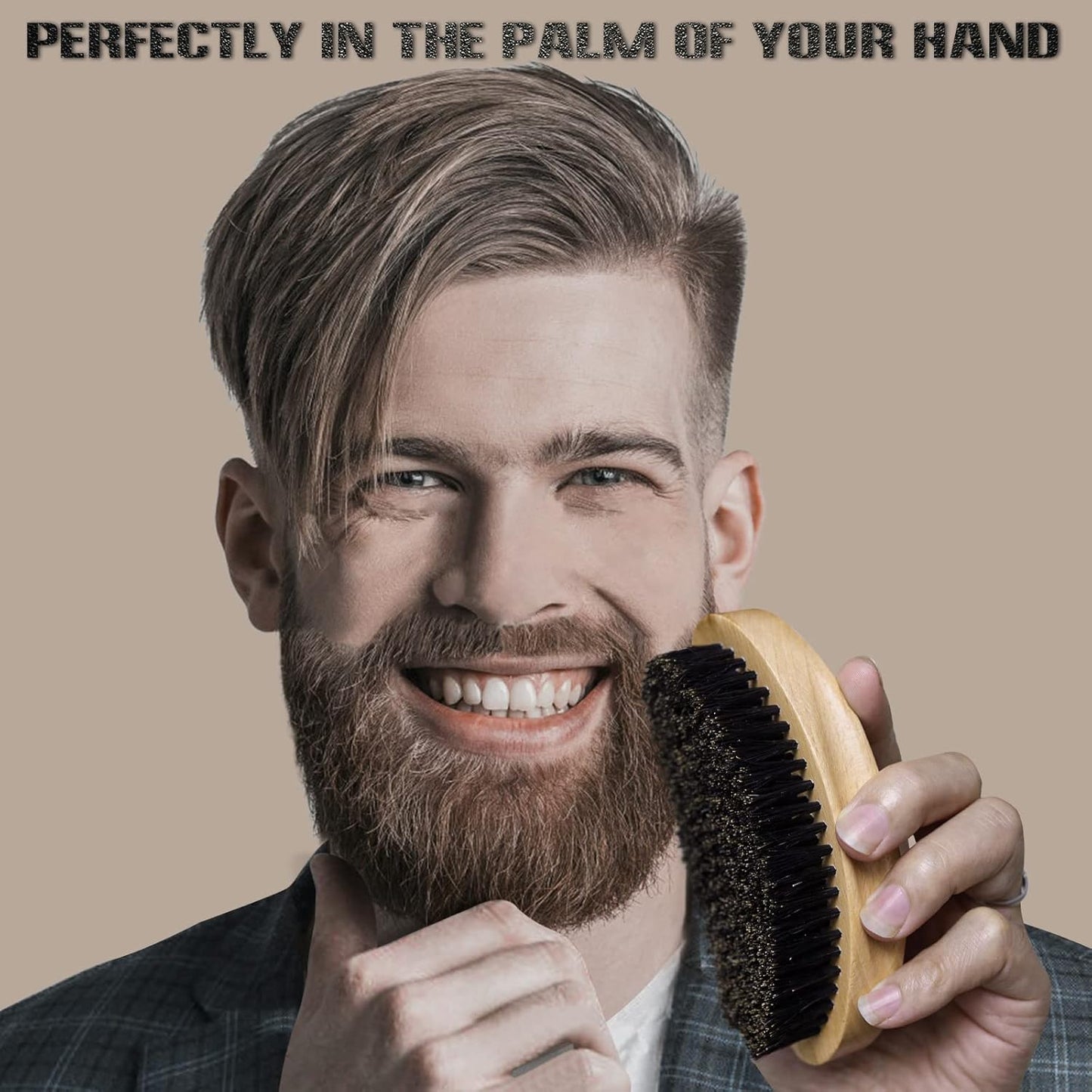 Wave Brush for Men - Beech Wood & Black Boar Bristle Brush for Cultivating Beards, Hair Waves, and Wolfing