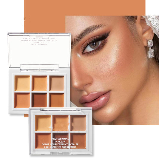 Color Correcting Concealer Palette 6 Colors Lightweight Smooth Correcting Contour Cream Makeup Palette (Color 03)