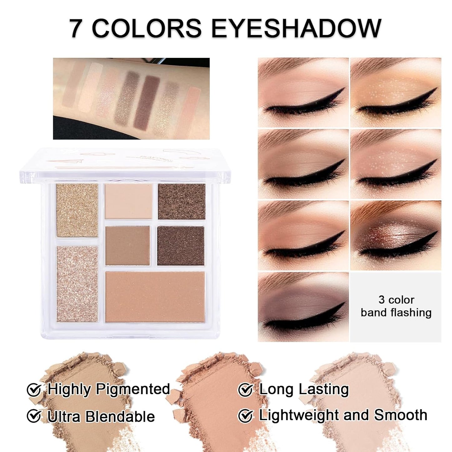 Makeup Kit for Teens Girls, Makeup Present Set for Women, Makeup Full Kit for Beginners, Mini Makeup Bundle Include 7 Latte colors Matte & Shimmer Pigmented Eyeshadow Palette, Eyebrow Powder