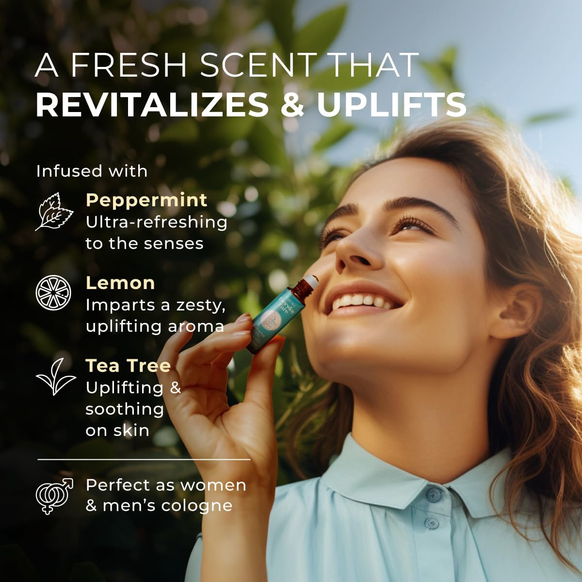 Gya Labs Breathe Essential Oil Roll on - 100% Pure Natural Cooling Peppermint, Eucalyptus & Tea Tree Blend, Aromatherapy Oil Roller, Travel Size (0.34 Fl Oz)