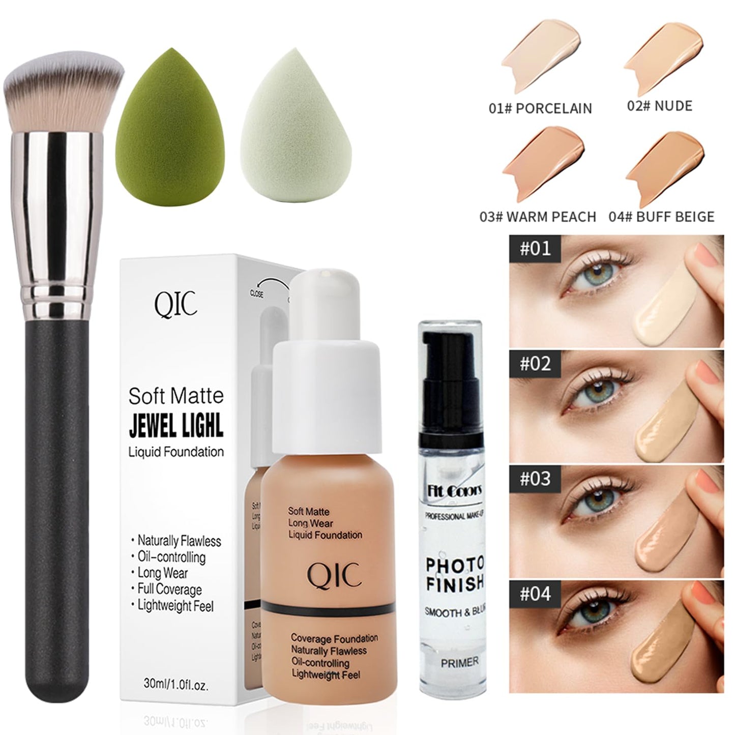 All In One Makeup Kit Full Kit, 3 Pcs Cream Contour Sticks,12 Colors Eyeshadow Palette,Full Coverage Foundation, 6 Colors Lipstick Set, Waterproof Eyeliner and Mascara(104# Buff Beige)