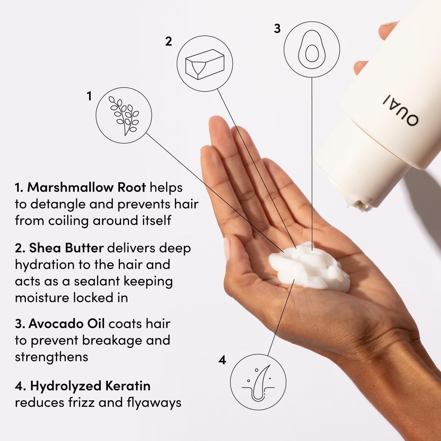 OUAI Thick Hair Conditioner - Moisturizing Conditioner for Dry, Frizzy Hair - Keratin, Marshmallow Root, Shea Butter and Avocado Oil - Paraben, Phthalate & Sulfate Free (10 Oz)