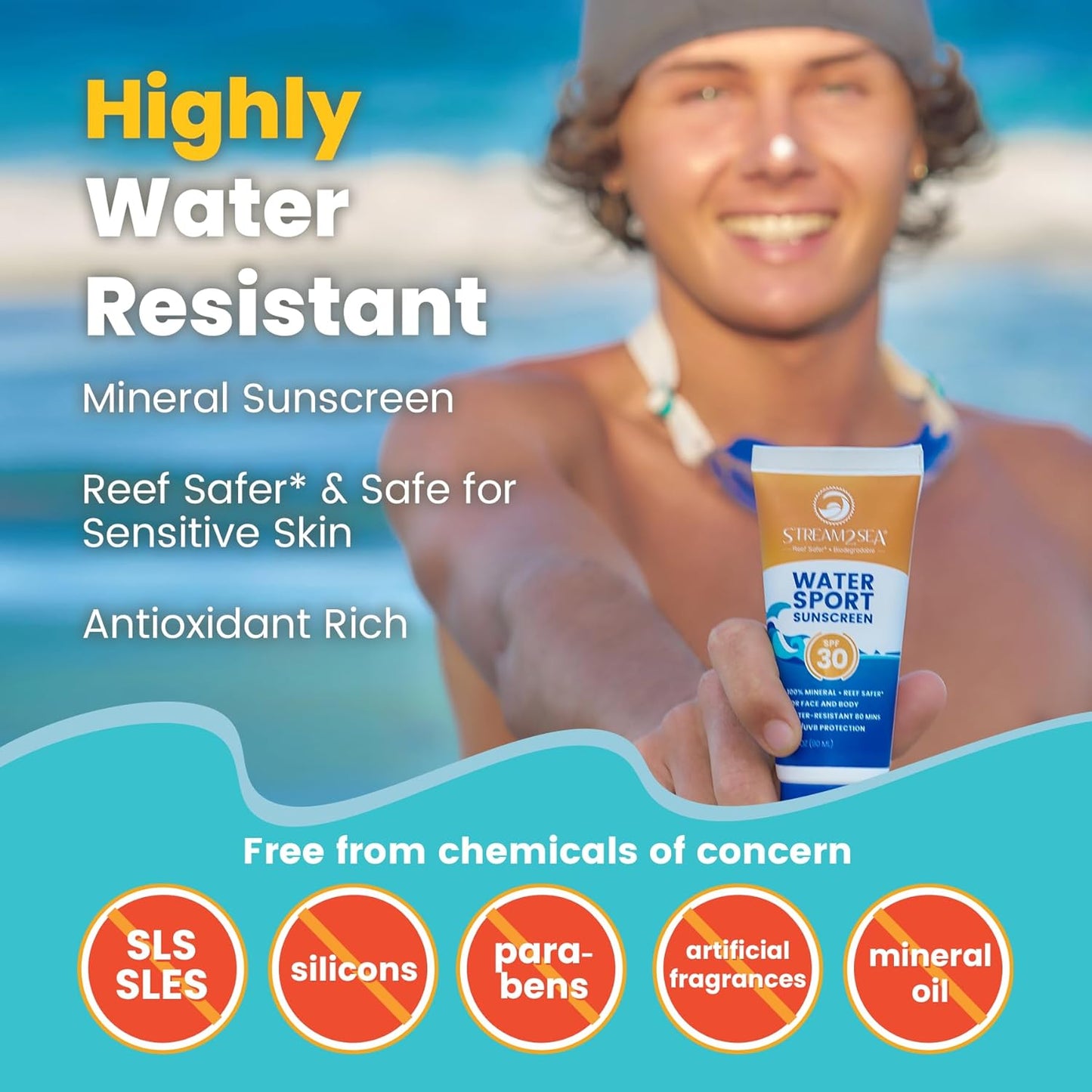 STREAM 2 SEA SPF 20 Biodegradable Mineral Sunscreen, 3 Fl oz Paraben Free Non Greasy and Moisturizing Reef Safe Sunscreen For Face and Body Protection Against UVA and UVB