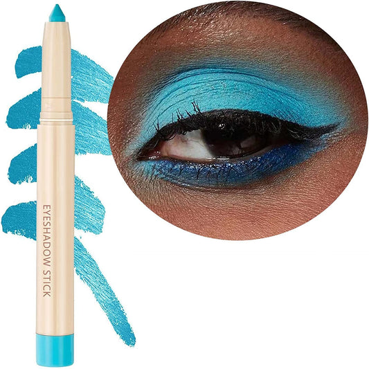 Blue Matte Eyeshadow Pencil, Waterproof Long Lasting Eye Shadow, High Pigment Hypoallergenic Highlighter Stick - Create Multi-Dimensional Eyes Look (10# Blue Matte)