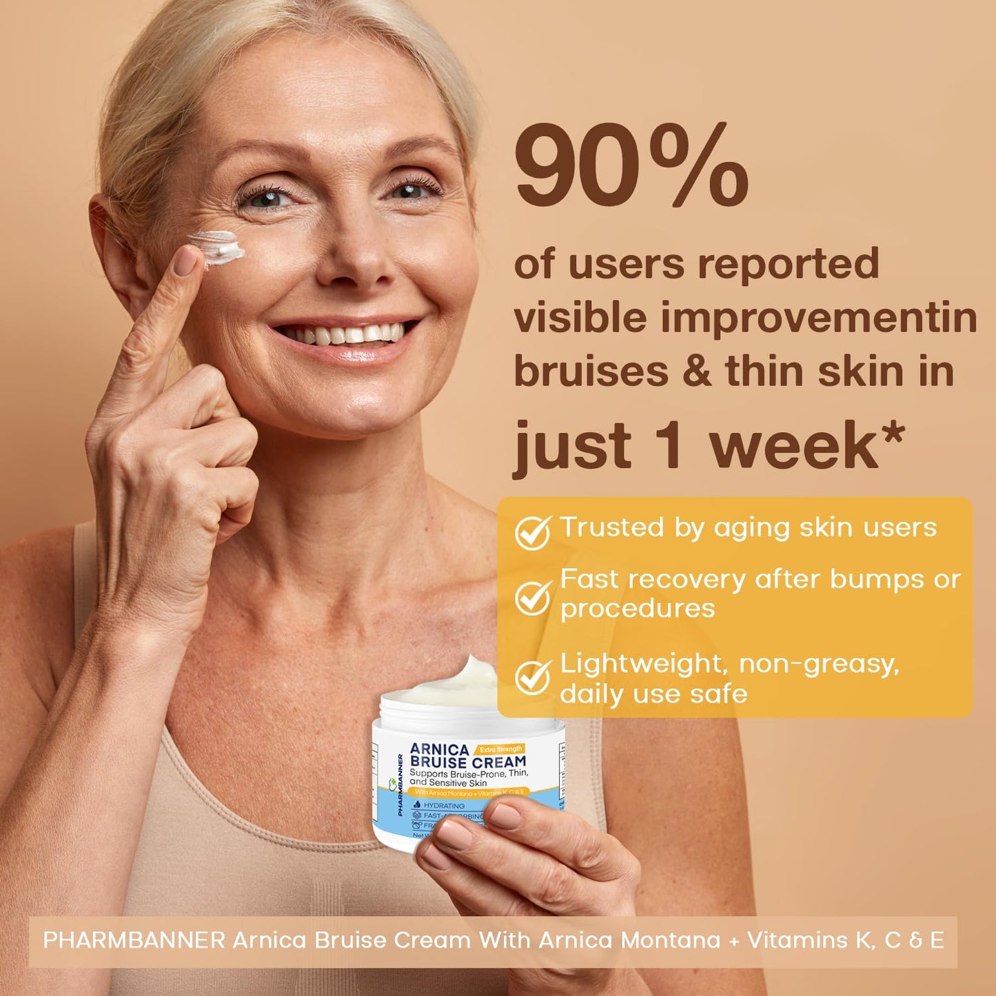 Arnica Bruise Cream Extra Strength – Fast Healing Arnica Montana with Vitamins K, C & E for Bruising, Swelling, Discoloration & Thin Skin – Hydrating Moisturizer for Face & Body – 4 oz