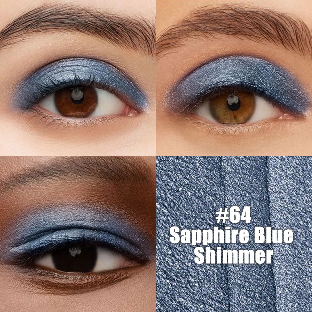 Sapphire Blue Shimmer Cream Eye Shadow Stick Makeup for Women, Blue Shimmer Eyeliner Pencil Eyeshadow Brightener Stick for Eyes, Waterproof Eyeshadow Applicator Blendable sombras para ojos 64