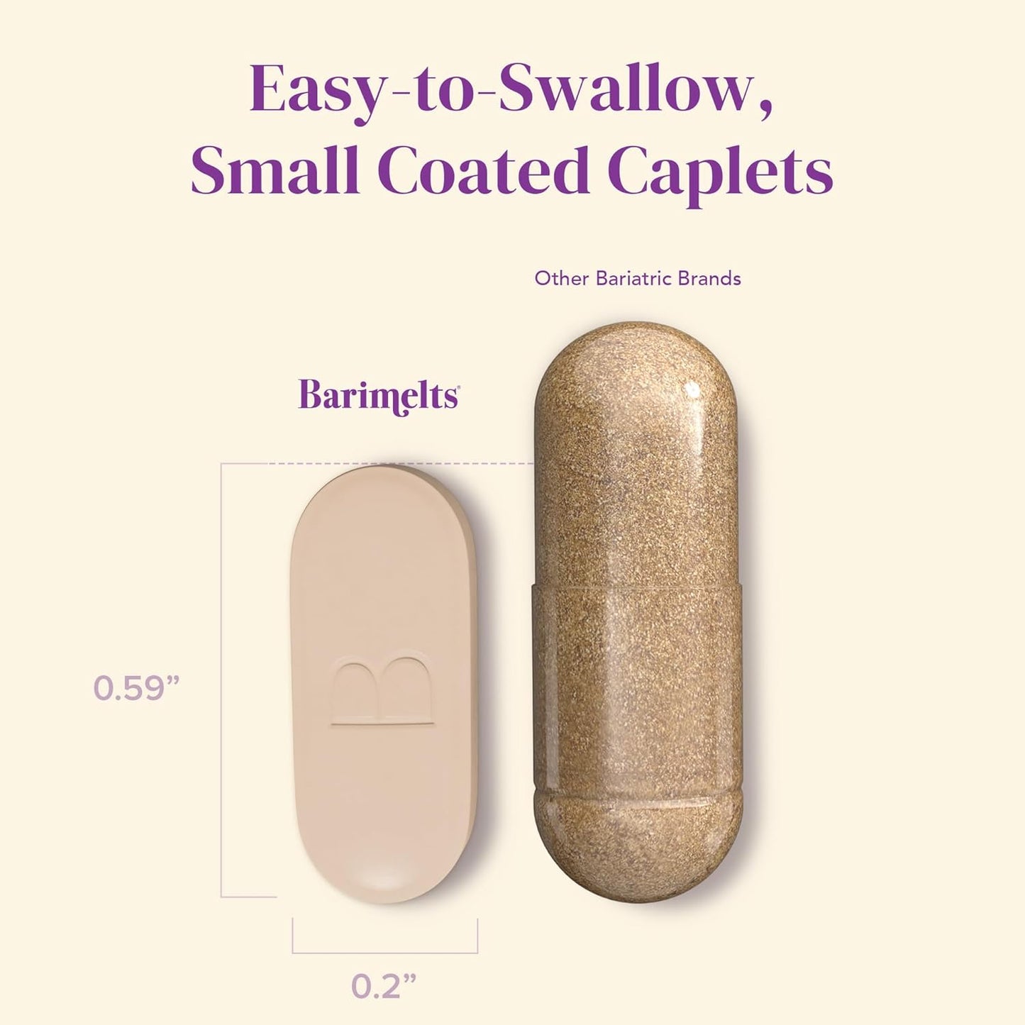 Barimelts Hair Health+ for GLP-1 Users and Bariatric Patients - Hair Growth Supplement Helps Reduce Visible Hair Thinning - 30 Smooth-Coated Caplets (1-Month Supply)