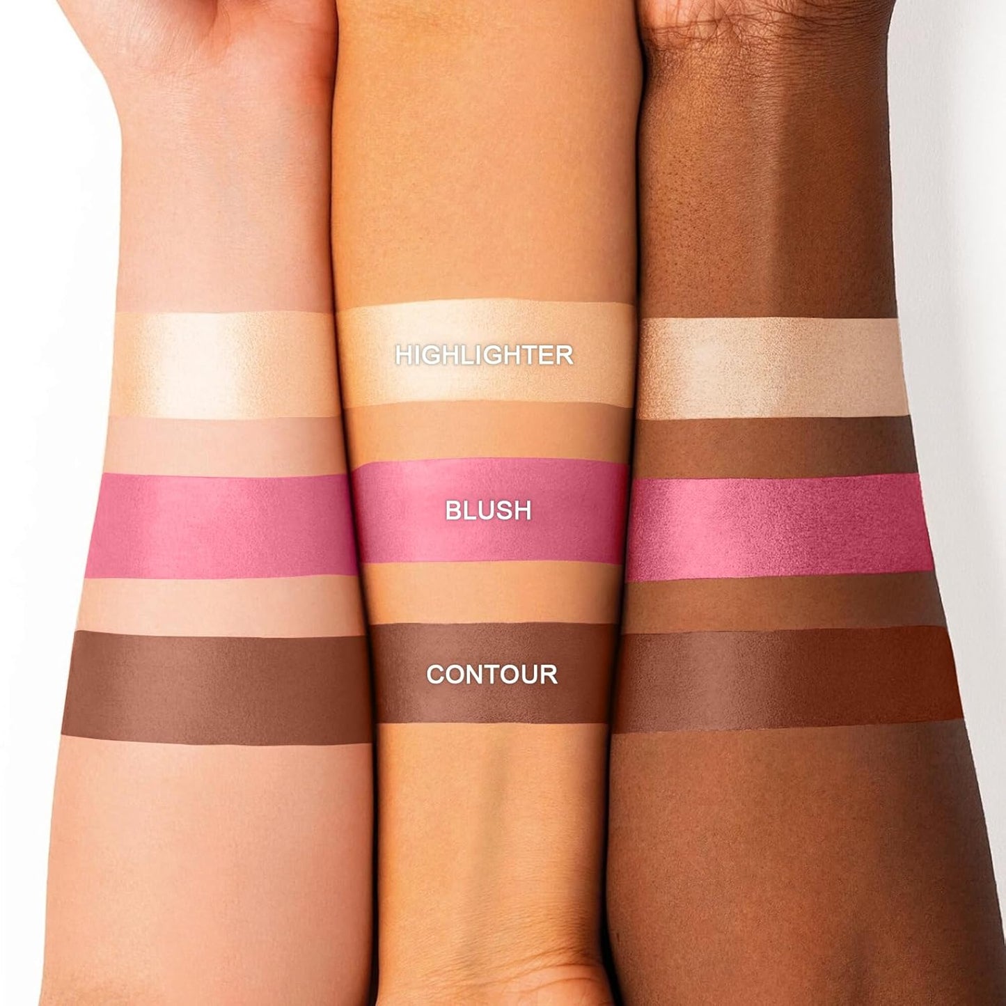 3 Colors Cream Contour Stick, Shades with Highlighter Stick,Blush Stick and Bronzer Contour Stick for Sculpt the Cheeks,Long Lasting,Waterproof,Matte & Dewy Finish for Women (LIGHT FAIR(8+10+12))