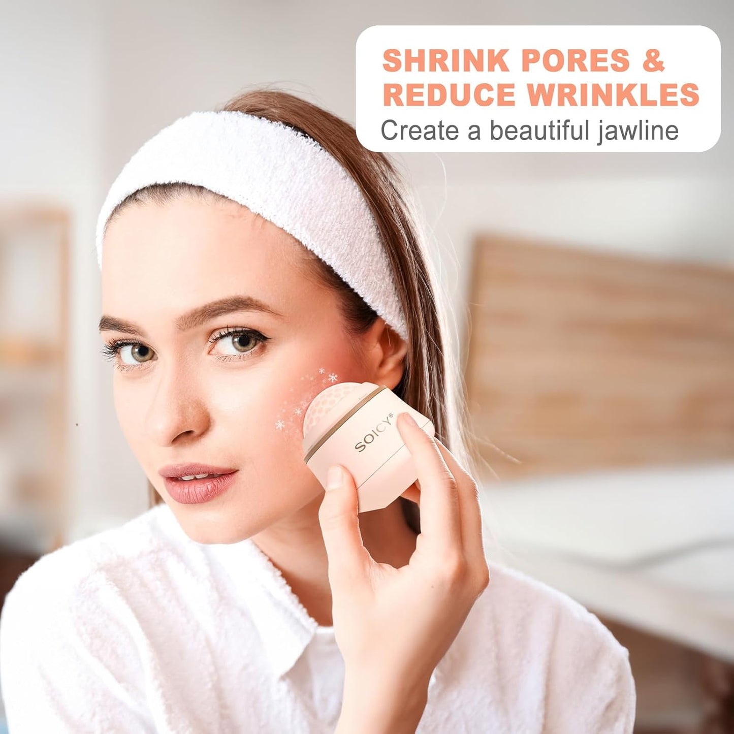 Leeshine Ice Roller Ball for Face and Eyes - Facial Skin Care Tools with a Large Roller and Carry Case Self Care Gift.Men Women (S50-Pink)