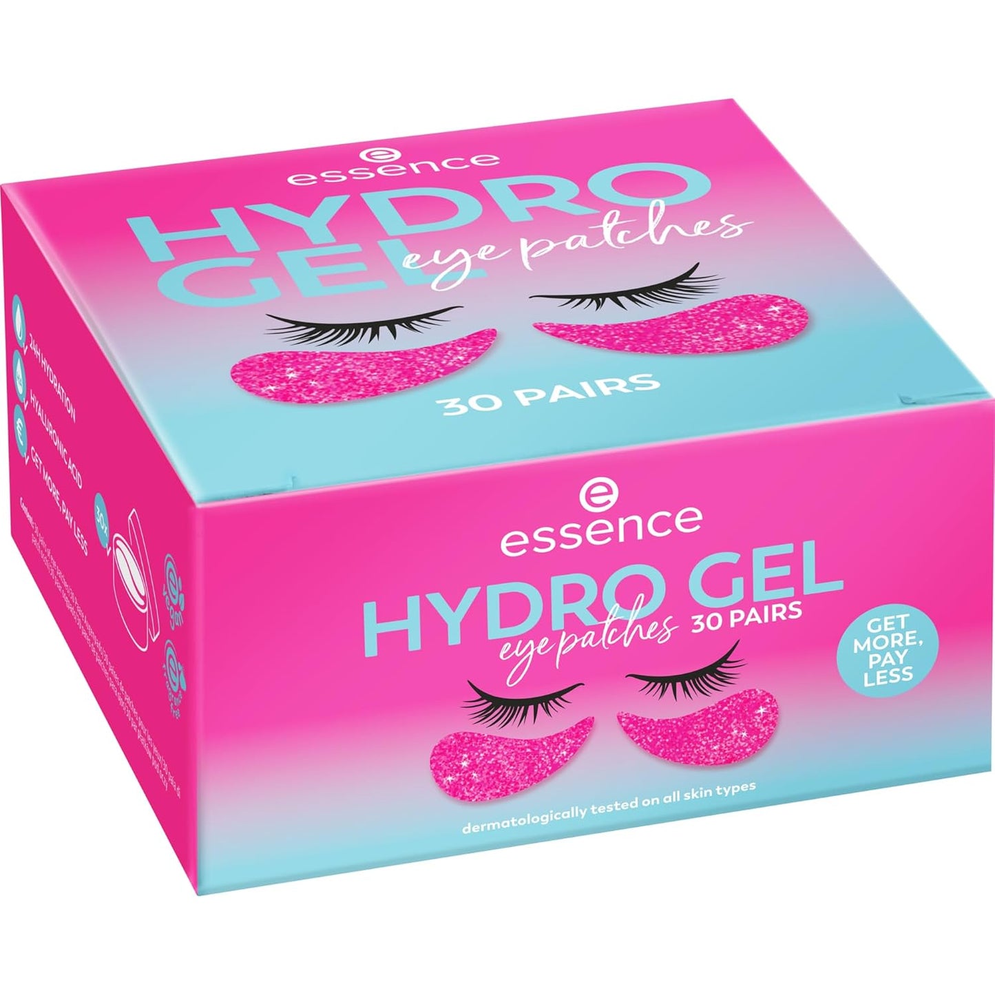 essence | Hydro Gel Eye Patches | 30 Pairs Infused with Hyaluronic Acid & Vitamin C | Moisturizing & Brightening | Vegan & Cruelty Free