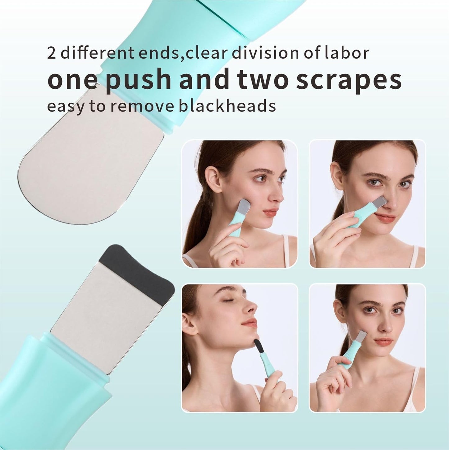Silicone Face Scrubber Blackhead Remover Tool-2 in 1 Nose Scrubber Black Head Remover for Face Nose, Skin Scrubber Face Spatula for Women Men Pore Cleansing Skin Care(Light Blue)