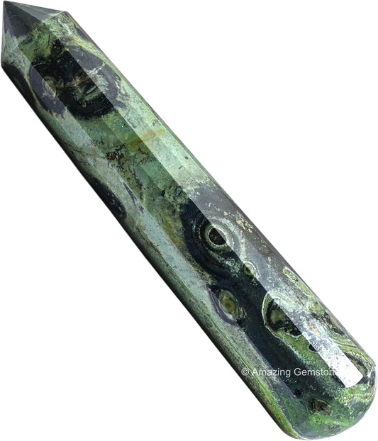 Amazing Gemstone Kambaba Jasper Crystal Wand Massage Stick - Pelvic Wand Gua Sha for Adults - Crystals and Healing Stones Massage Wands for Adults Gifts (Pointed)