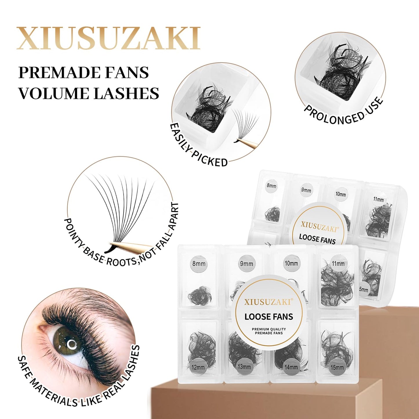 Premade Lash Fans Eyelash Extensions 600 Fans 20D Volume 0.05 Thickness D Curl Mix 8-15mm Fluffy Soft