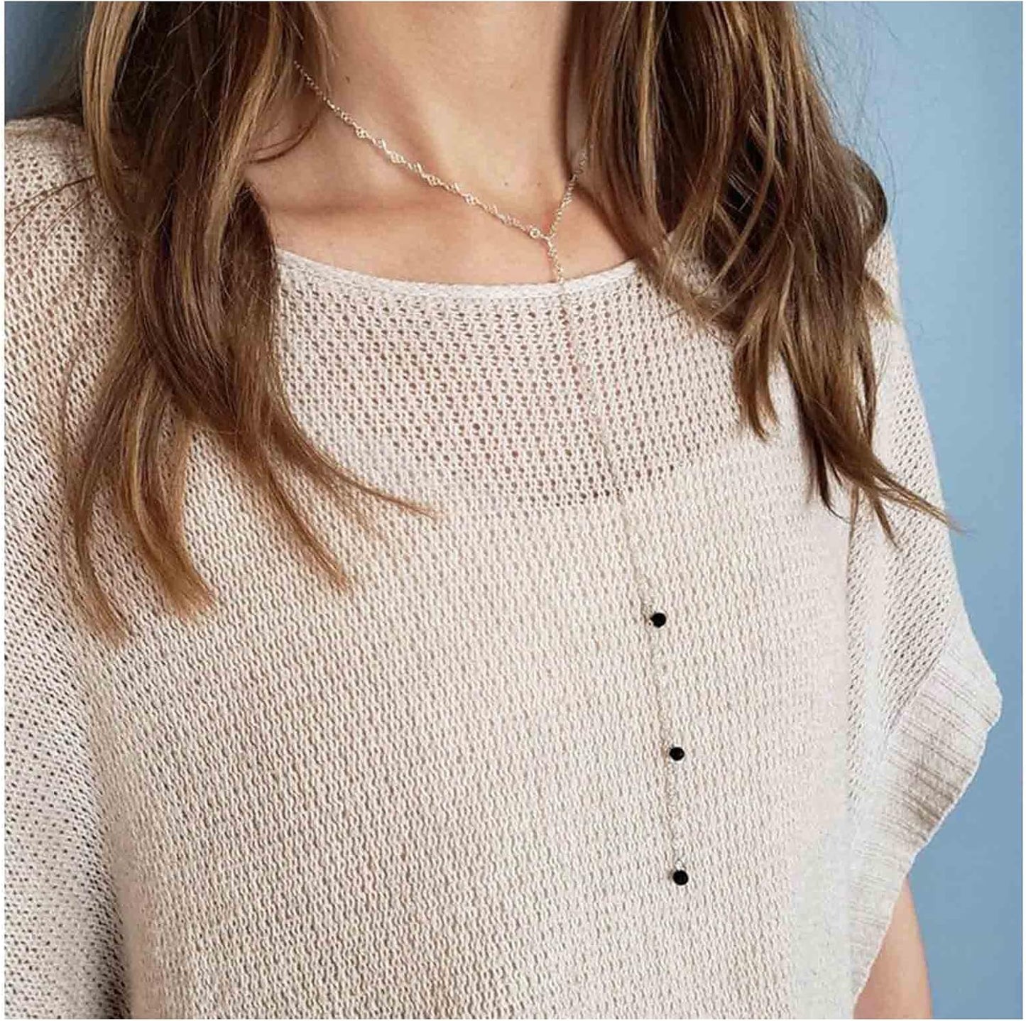 Boho Layered Lava Bead Necklace Silver Stacking Y Necklace Skinny Chain Tassel Necklace Long Chain Y Lariat Necklace Jewelry for Women