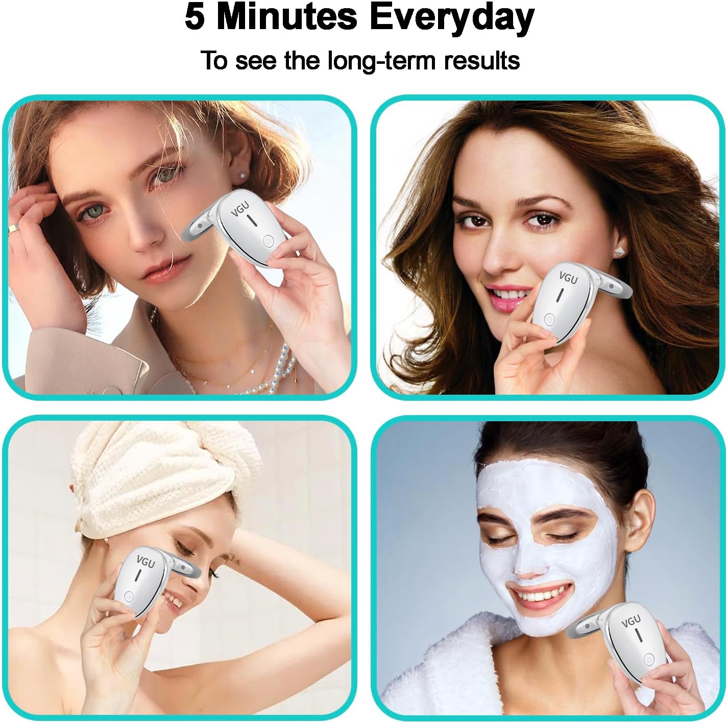 Face Massager, Facial Neck Care Tool with Vibrating Heating Mode, Portable Handheld Gift White