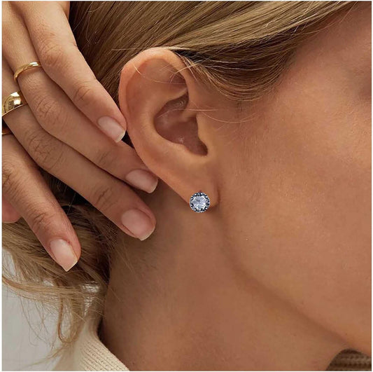 Boho Tiny Crystal Square Earrings Silver Cz Square Earrings Cz Rhinestone Square Stud Earrings Silver Geometric Earrings Jewelry for Women and Girls