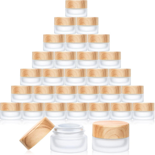 Geiserailie Glass Cosmetic Containers Empty Sample Jars with Leak Proof Lids Makeup Sample Containers for Lotion Cream Cosmetic(30 Pieces,5 Gram)