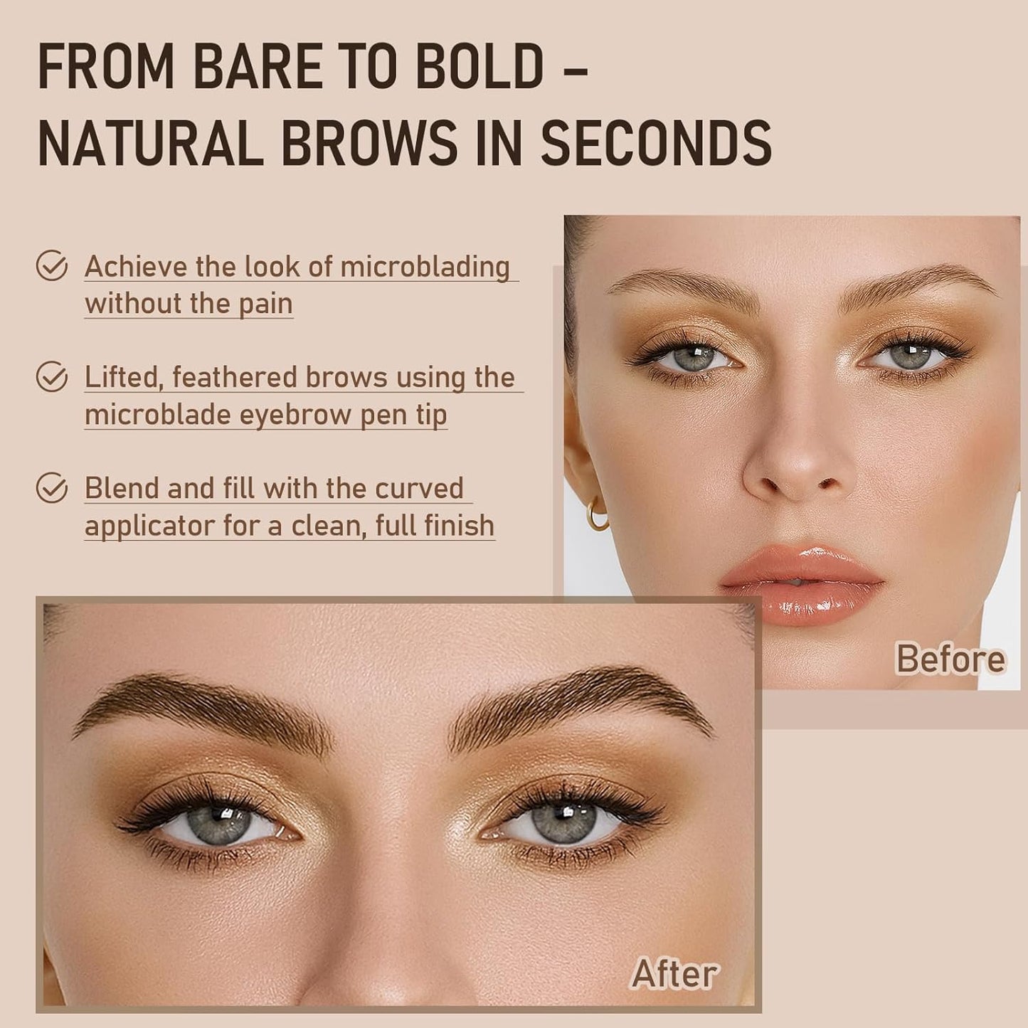 Dual-Ended Microblading Eyebrow Pencil for Women, 2 in 1 Liquid Eyebrow Pencil with Curved Tip and 4D Brow-Fection Microblading Pen, Shaped Fill HairLike Waterproof Lasting Eyebrows 04 Black Brown