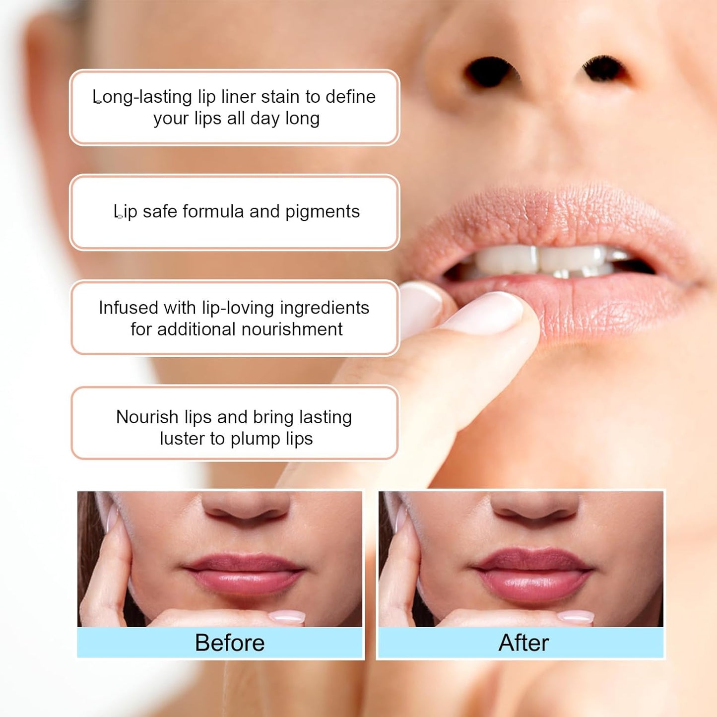 Dulele 3PCS Peel Off Lip Liner Stain, Matte peel Off Lip Stain, Long Wear Lip Stain Peel Off lip liner Set, Waterproof Lip Liner Tattoo Lip Tint Stain (Brown, 1)