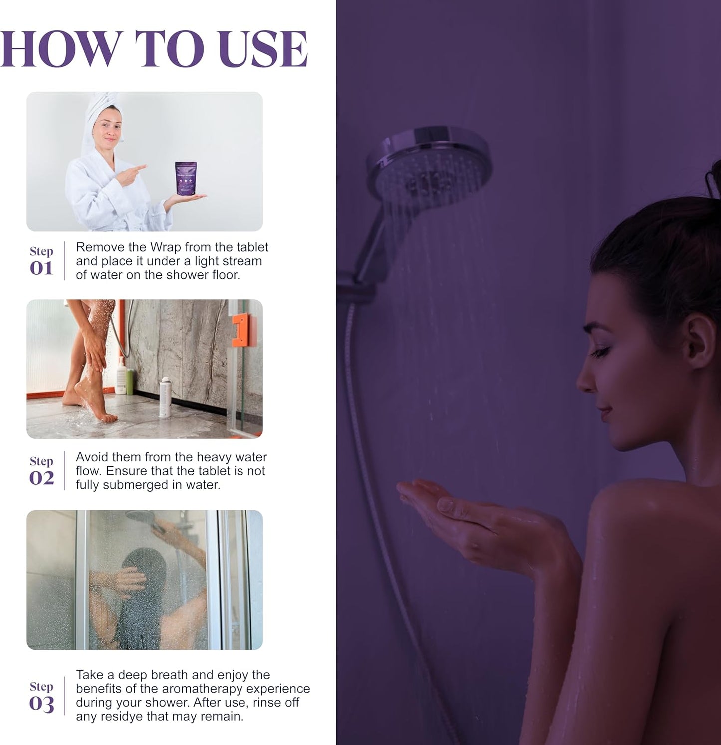 Shower Steamers Aromatherapy | 20 Pack Shower Steamers for Women & Men, Essential Oils for Stress Relief, Self Care, Gifts for Mom, Birthday, Stocking Stuffers & Christmas (Purple)