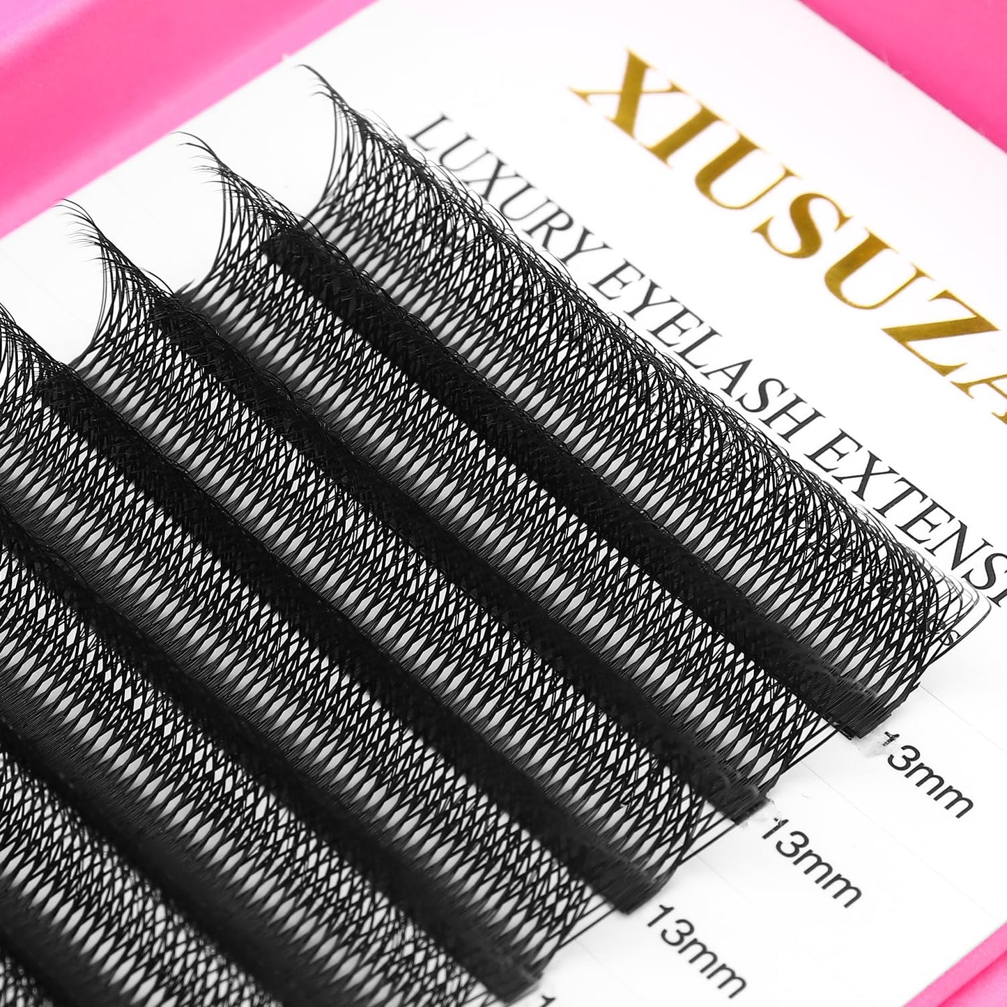 Lash Extensions Double Tips 4D Eyelash Extensions W Shape 0.07mm Thickness D Curl 13mm Premade Fans Easy Fan Volume Lashes Matte Black Crisscross(W-4D-Double Tips-0.07-D,13mm)