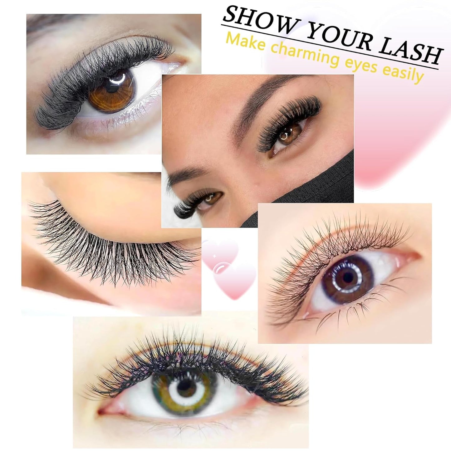 YY Lash Extensions Supplies Y Eyelash Extensions 0.07mm Thickness D Curl 9mm Premade Fans 4D Russian Volume Matte Black 12 Rows Crisscross Eye Lashes(YY-0.07-D,9mm)