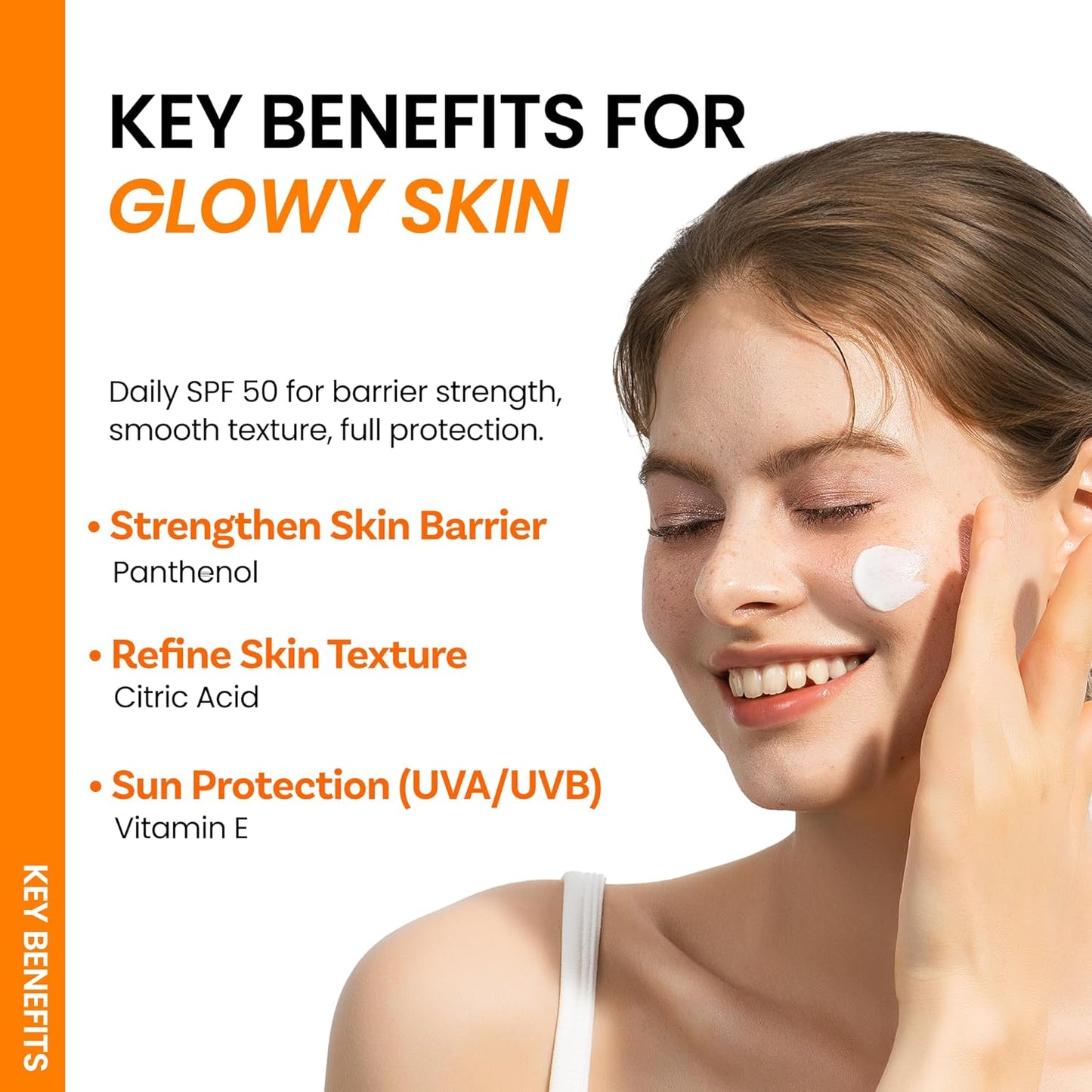 ONGREDIENTS Skin Barrier Moisture Sunscreen Broad Spectrum SPF 50, Glowy Finish, Non-Sticky, No White Cast, Hydrating, Moisturizing, Airy Texture, Korean Skin Care, All Skin Types (1.7 fl. Oz)