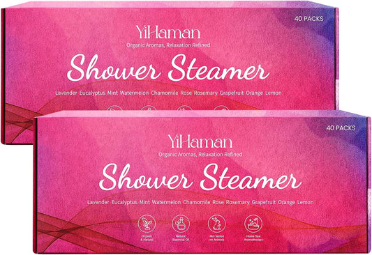 2SET 40PCS Shower Steamers Aromatherapy for Women or Men, 10 Scents Organic Shower Bombs, Relaxation with Organic Essential Oils, Birthday Self Care Gift for Women（80 PCS）