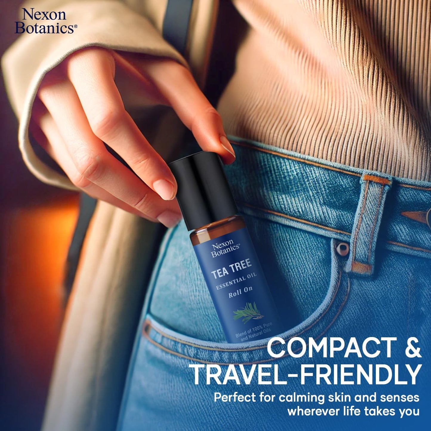 Tea Tree Oil Roll-On 10 ml - 100% Pure, Natural Essential Oil for Aromatherapy, Skin, Face & Body - Pre-Diluted for Travel - Nexon Botanics