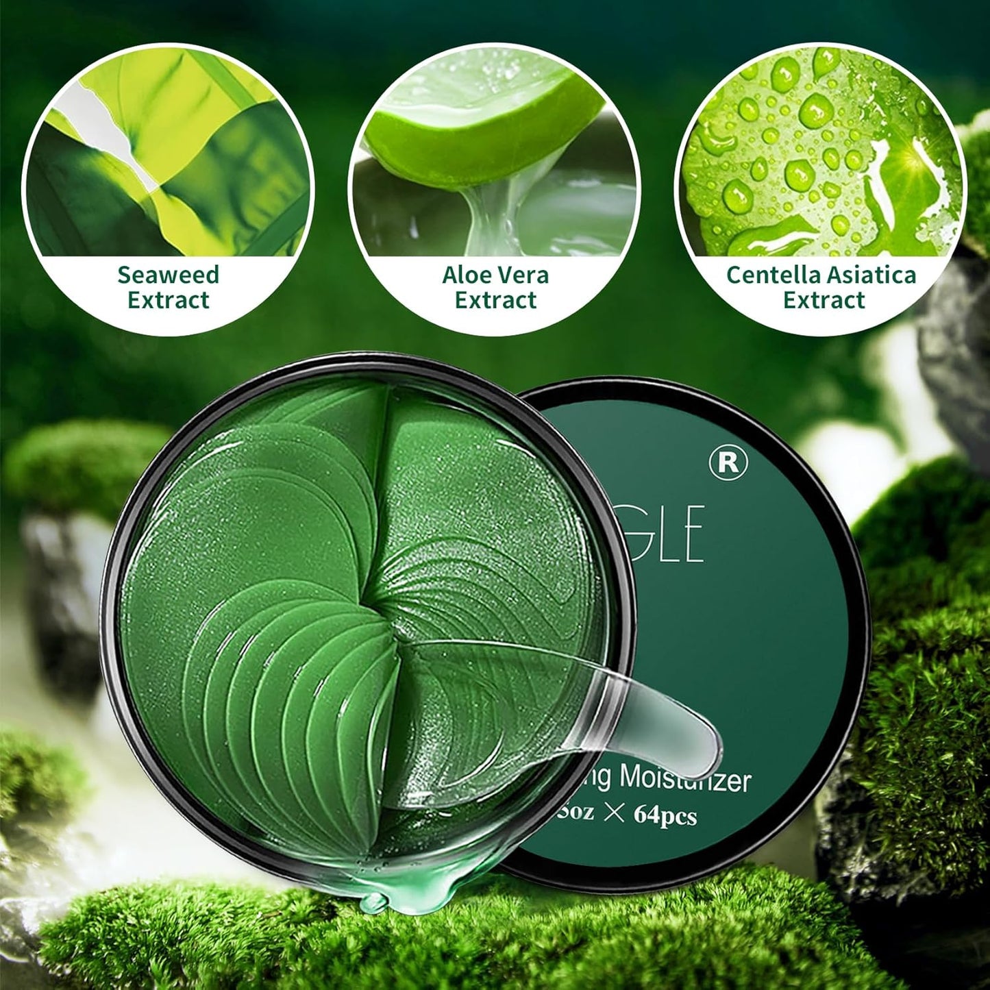 Under Eye patches (64 pcs)-Green Tea Eye Mask with Hyaluronic Acid, Cooling Eye Care for Puffy Eyes & Dark Circles Treatments,Reduce Under Eye Bags and Smooth Wrinkles