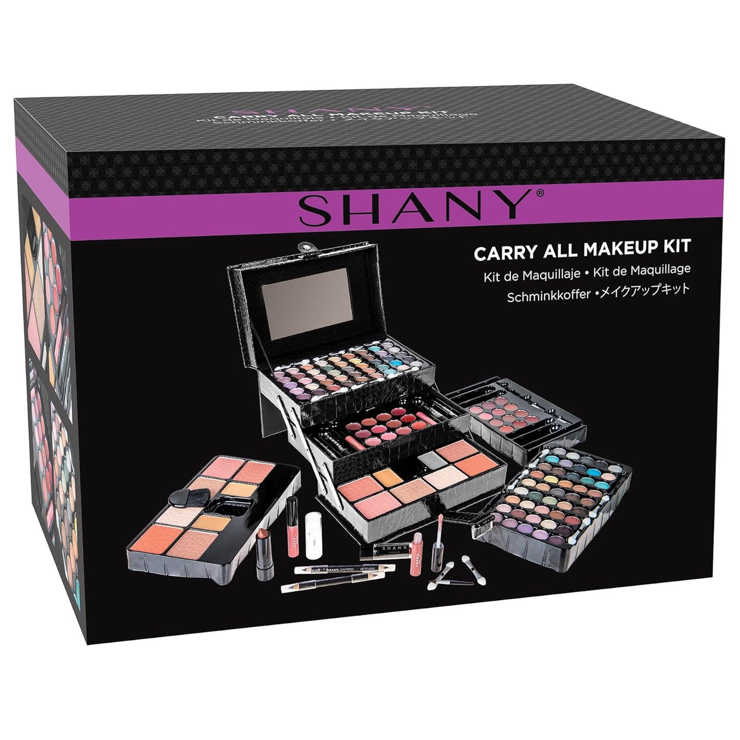 SHANY All In One Makeup Kit (Eyeshadow, Blushes, Face Powder, Lipstick, Eye liners, Makeup Pencils and Makeup Mirror - Makeup Set With Reusable Makeup Storage Box - Black