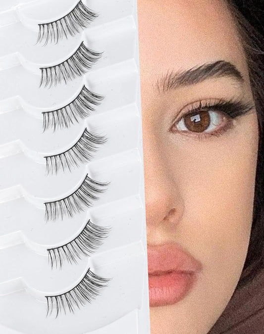 3/4 Lashes Half Natural Wispy Eyelashes Flared Corner Eyelashes False CatEye Lash Half Small Eyelash 7 Pairs D47