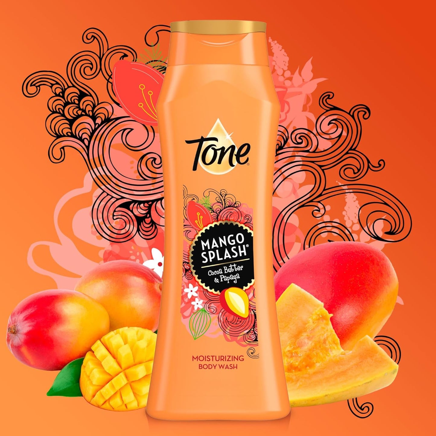 Tone Body Wash, Mango Splash, 16 Ounce (Pack of 6)