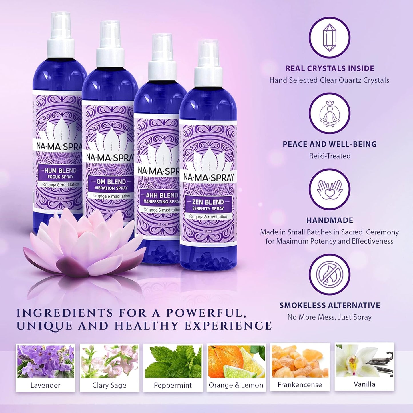 Lavender, Vanilla & Chamomile Aromatherapy Spray - Lavender Spray for Rest, Room Mist Spray for Aura Cleansing, Spiritual Protection & Tranquility for Positive Energy & Spiritual Gift to Calm & Relax