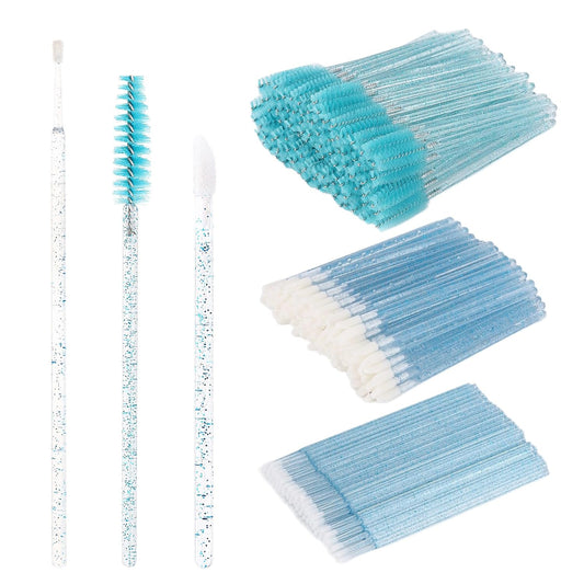 300 Pcs Spoolies Mascara Wands Lip Brushes Micro Swabs Applicator, Disposable Eyelash Brushes Lipstick Tester Makeup Applicator Tool Blue