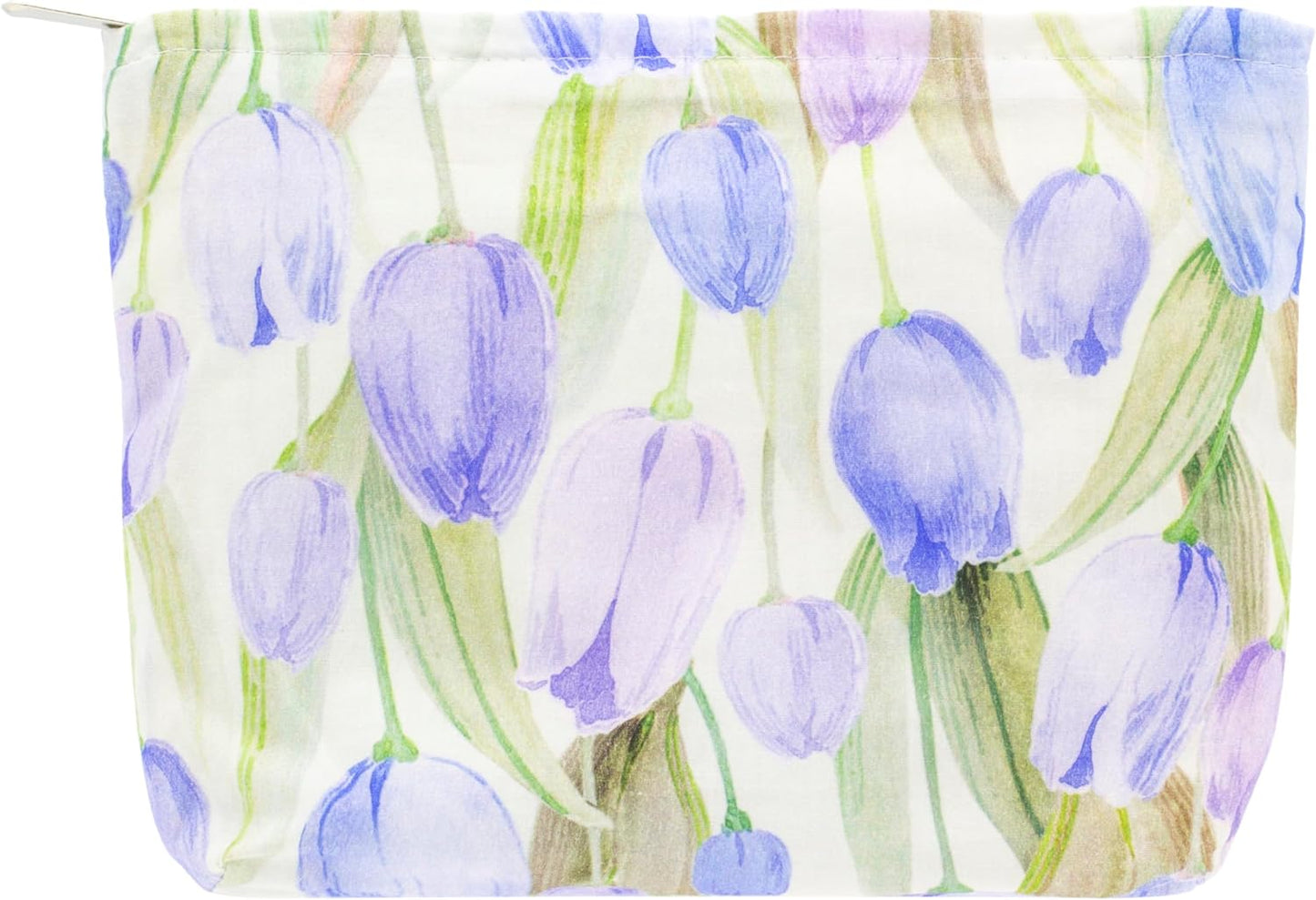 PAZIMIIK Floral Makeup Bag Large Cotton Zipper Pouch for Purse Travel Canvas Make Up Organizer for Women Cosmetic,Tulip Purple