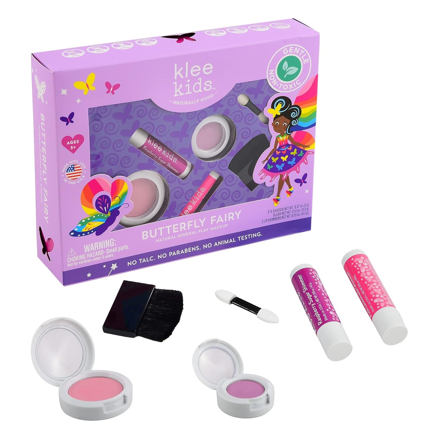 Klee Naturals Luna Star Naturals Klee Kids 4 PC Makeup Up Kits with Compacts (Butterfly Fairy)
