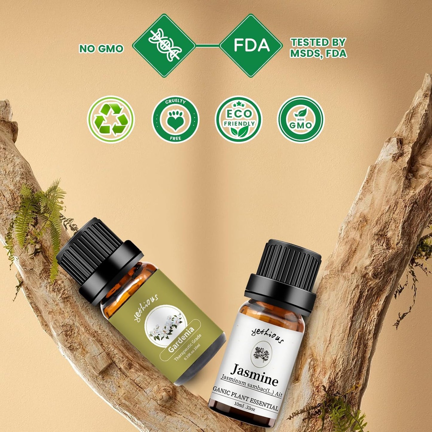 yethious Jasmine Gardenia Essential Oil Set 100% Pure Gardenia Fragance Oil Jasmine Aromatherapy Oils for Diffuser - 2 Pack 10ML