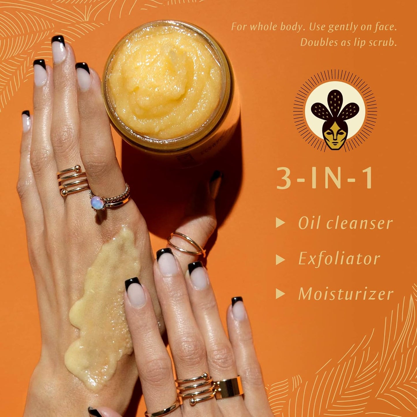 Nopalera Mandarina Cactus Flower Exfoliant - Face & Body Scrub, 3-in-1 Cleanser, & Moisturizer, Vegan, Cruelty-Free, Natural Citrus Scent, Dye Free, 6 oz.