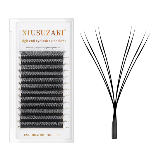 Double Tips 4D W Eyelash Extensions Supplies Thick w lash 0.07mm D curl Mix Tray 8-15mm Premade Fans Russian Volume Faux Mink Matte 12 rows Cluster pre Fanned Eye Lashes(4D-Double Tips-0.07D-11mm)