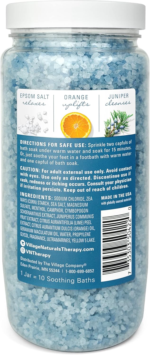 Village Naturals Therapy Tension Concentrated Mineral Bath Soak, Cedar Citrus Scent, 20 Oz, Pack of 3