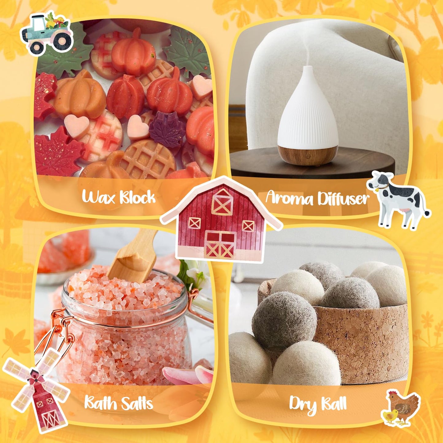 Fall Cozy Cabin Fragrance Oils Set, Essential Oil for Diffuser, Use for Soap Candle Making-Smoky Cedar Wood, Roasted Marshmallows, Autumn Leaves, Warm Flannel, Fireplace Time, Pumpkin Patch