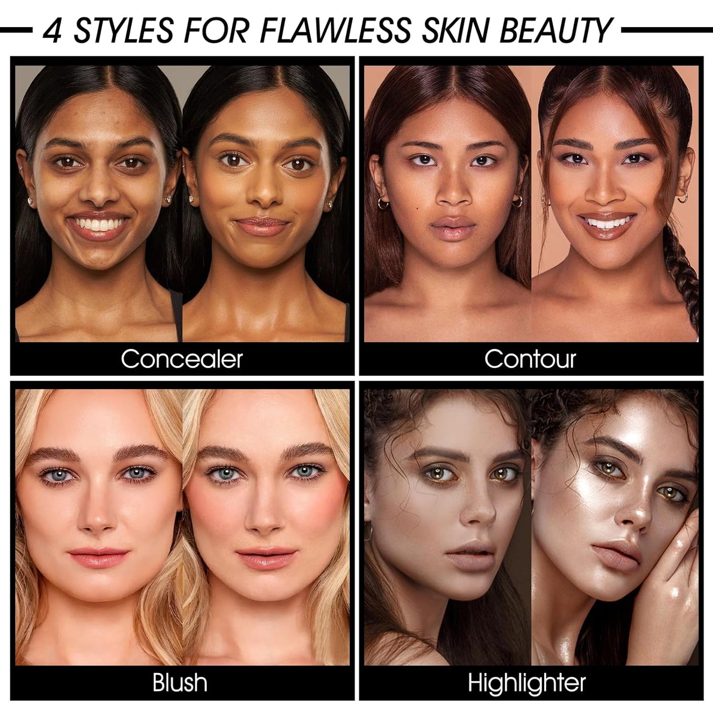 12 Colors Cream [Contour+Concealer] Makeup Palette for Cheeks - Multi-functional Makeup Palette with Brush, Natural Matte Long Wearing, Waterproof Blendable Face Makeup Palette (#03)