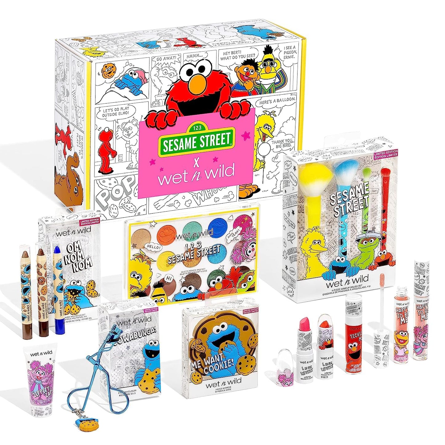 wet n wild Sesame Street Limited Edition PR Box - Makeup Set with Versatile Brushes, Vibrant Buildable & Blendable Palettes & Lip Glosses for Unique Looks, Cruelty-Free & Vegan