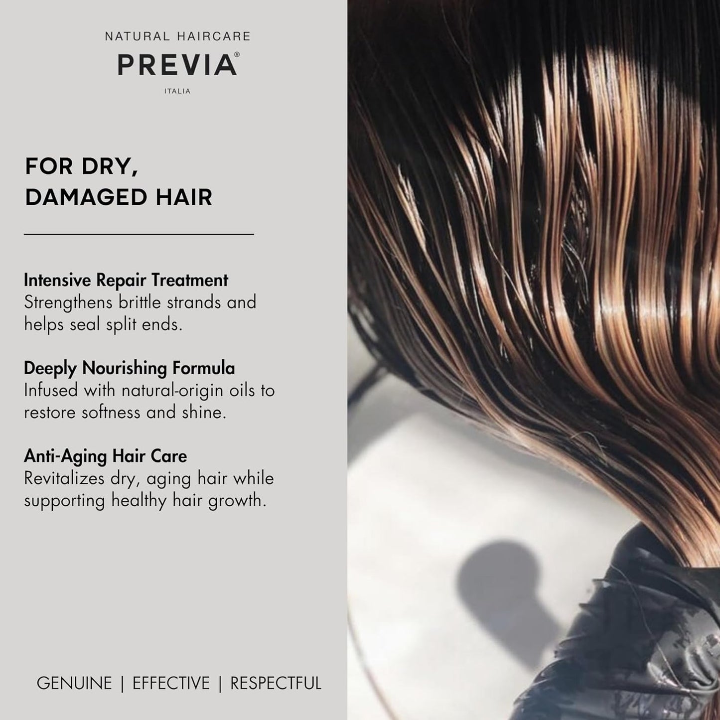 PREVIA Regenerating Hair Serum for Dry Damaged Hair - Strengthens Repairs Split Ends & Frizz - Anti-Aging Hair Oil for Shiny Healthy Soft Hair - Nourishing Natural Ingredients for Hair Growth 3.38 oz