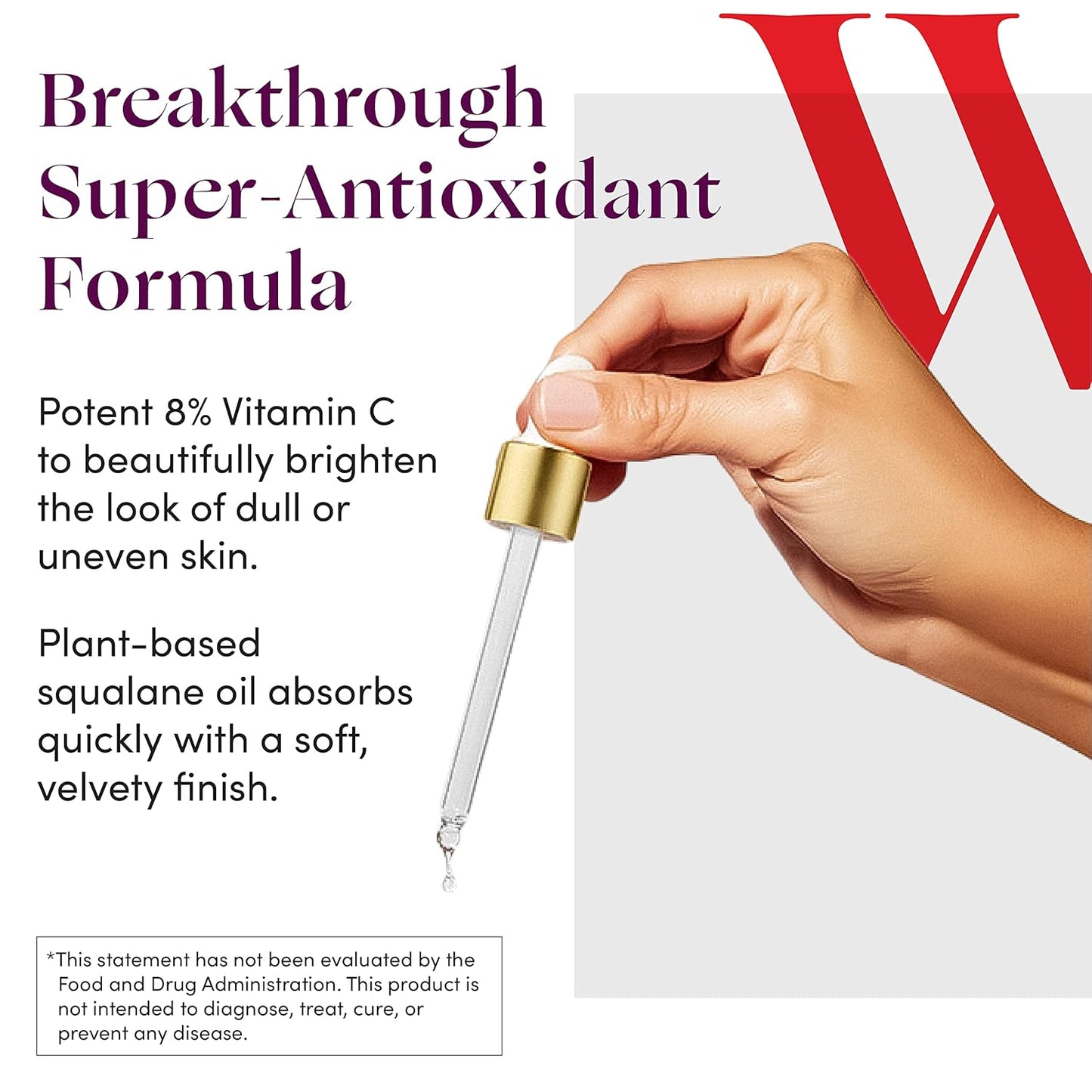 Womaness Fountain of Glow Face Serum – Brightening Vitamin C Serum for Face with 8% Vitamin C & Plant-Derived Squalane Oil – Menopause Skin Care for Improving Uneven Skin Tone & Dullness – 30ml