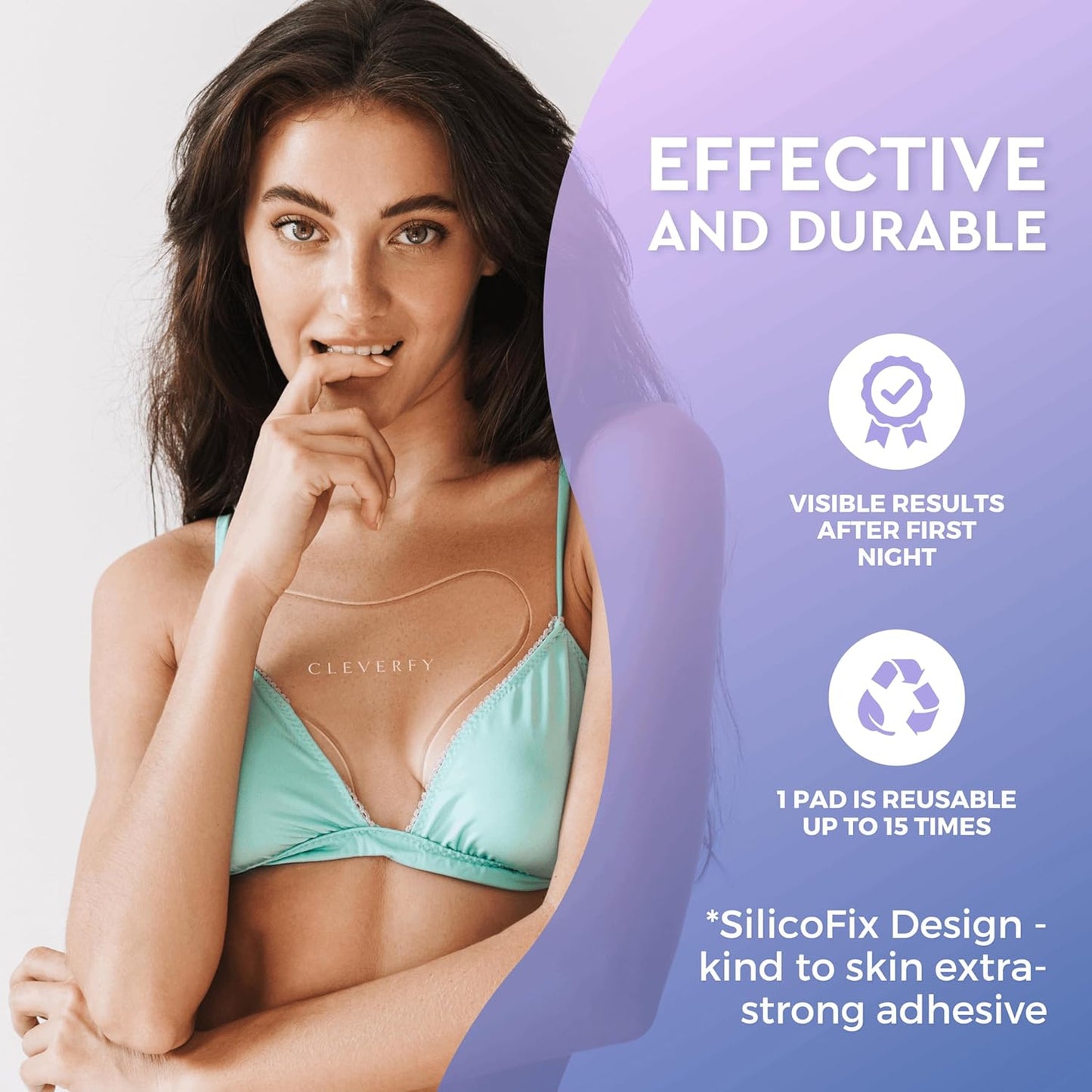 CLEVERFY Silicone Chest Wrinkle Pads Sleeping Reusable (2 Pack T-shape) - Silicone Decollete Anti Wrinkle Chest Pads - Anti Wrinkle Patches for Decollete Wrinkle Prevention