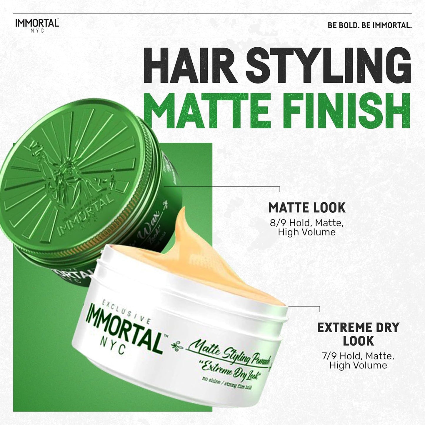Immortal NYC Matte Look Hair Wax, 1, Provides strong hold, matte finish, natural look, extra volume, all-day control, and washes out easily.